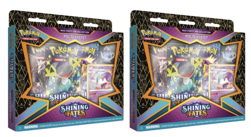 Pokémon TCG Sword & Shield Shining Fates Mad Party Pin Collection Polteageist 2x Lot