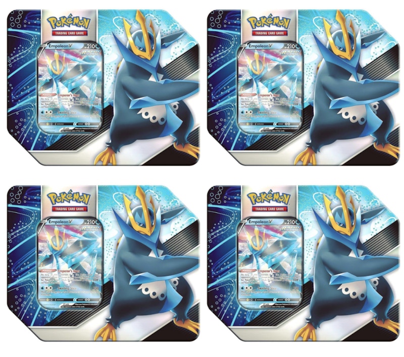 Pokémon TCG V Strikers Empoleon V Tin 4x Lot