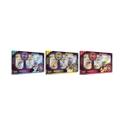 Poké TCG Vaporeon V/Jolteon V/Flareon V VMAX Premium Collection Box 3x Bundle (US Version)