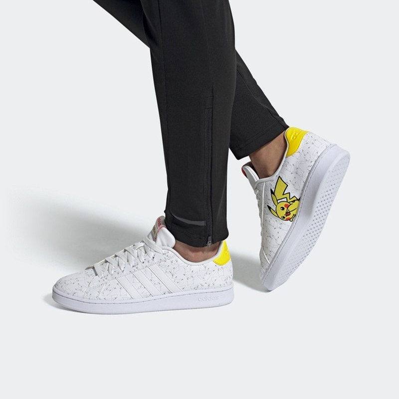 Sizing POKEMON x adidas neo GRAND COURT 寶可夢 Pokemon 聯名款 皮卡丘 板鞋 男女通用 白黃