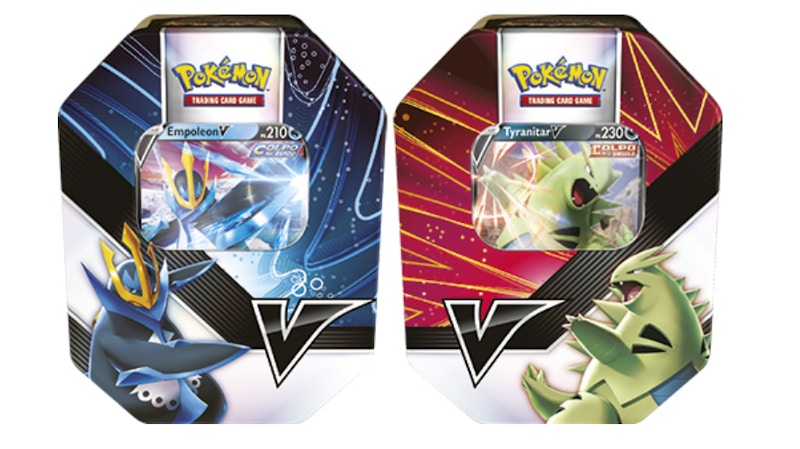 Pokemon TCG V Strikers Empoleon V/Tyranitar V Tin (4 Booster Packs European Version) 2x Bundle