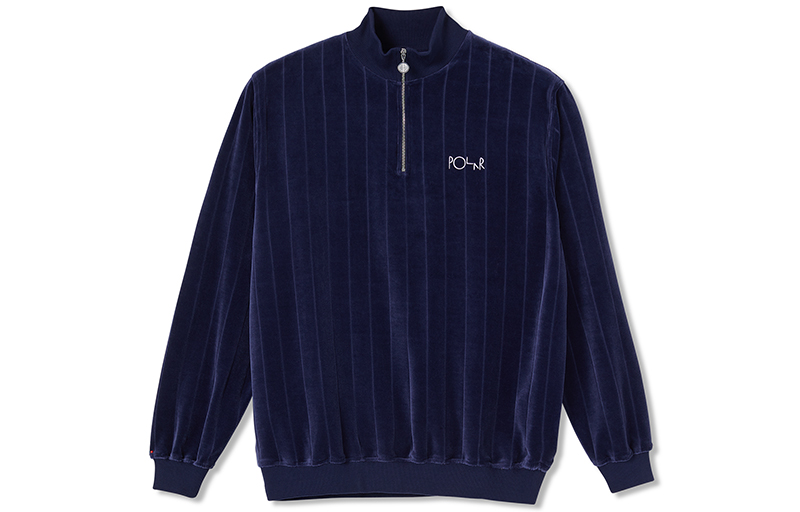Polar Skate Co. Velvet Embroidered Logo Half-Zip Sweatshirt Unisex Couple Style PSCSP21063