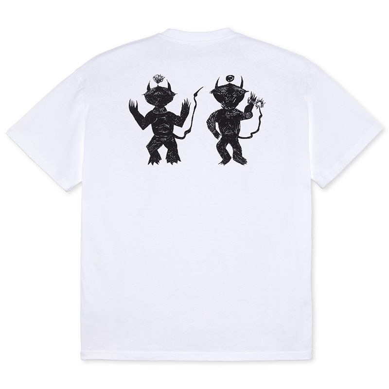 POLAR SKATE CO Little Devils Graffiti Heavyweight Cotton Tee Unisex White PSCFW23013