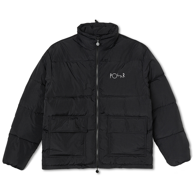 POLAR SKATE CO Pocket Puffer Oversized Collarless Zipper Puff Jacket Unisex PSCSP21076BLK