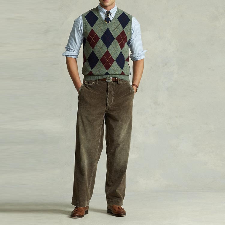 Lookbook Polo Ralph Lauren 菱格羊毛針織背心 多色休閒背心 MNPOSWE1CM20056-300