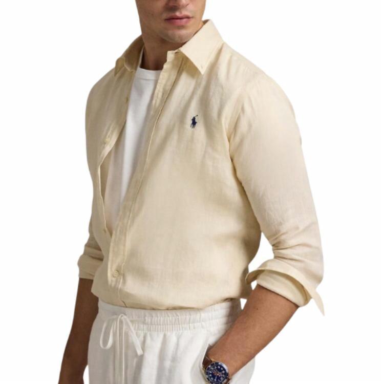 Polo Ralph Lauren  Beige Slim Fit Long Sleeve Shirt with Logo Embroidery 710968915-005 圖 4