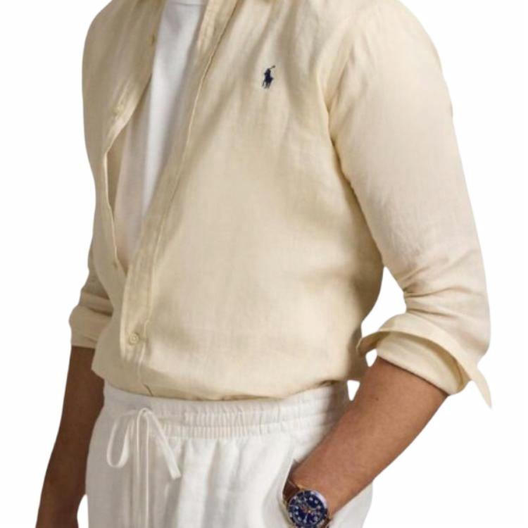 Polo Ralph Lauren  Beige Slim Fit Long Sleeve Shirt with Logo Embroidery 710968915-005 圖 5