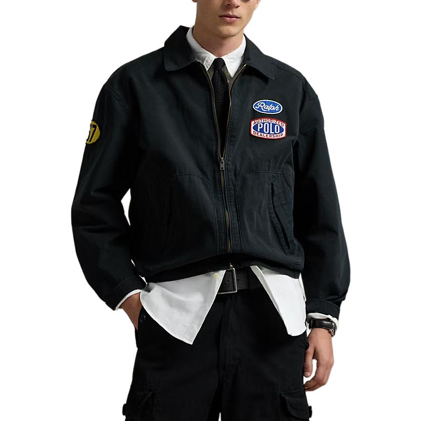 Lookbook Polo Ralph Lauren Jaket Balap Katun Cetak Hitam. 710970586-001