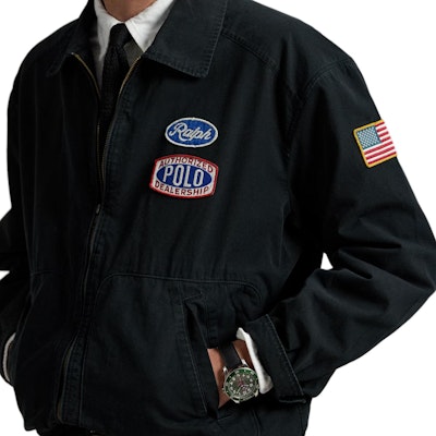 Polo Ralph Lauren Jaket Balap Katun Cetak Hitam. 710970586-001 Details for Polo Ralph Lauren Jaket Balap Katun Cetak Hitam. 710970586-001