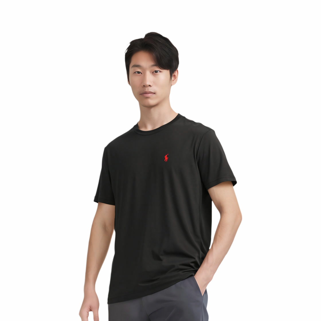 Shop Polo Ralph Lauren 黑色圆领短袖T恤纯色款式 710865767-001