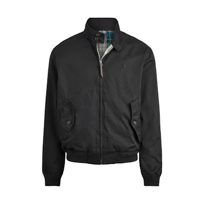 Polo Ralph Lauren Black Harrington Jacket with Logo Print and Button Collar. MNPOOTW16020157-001