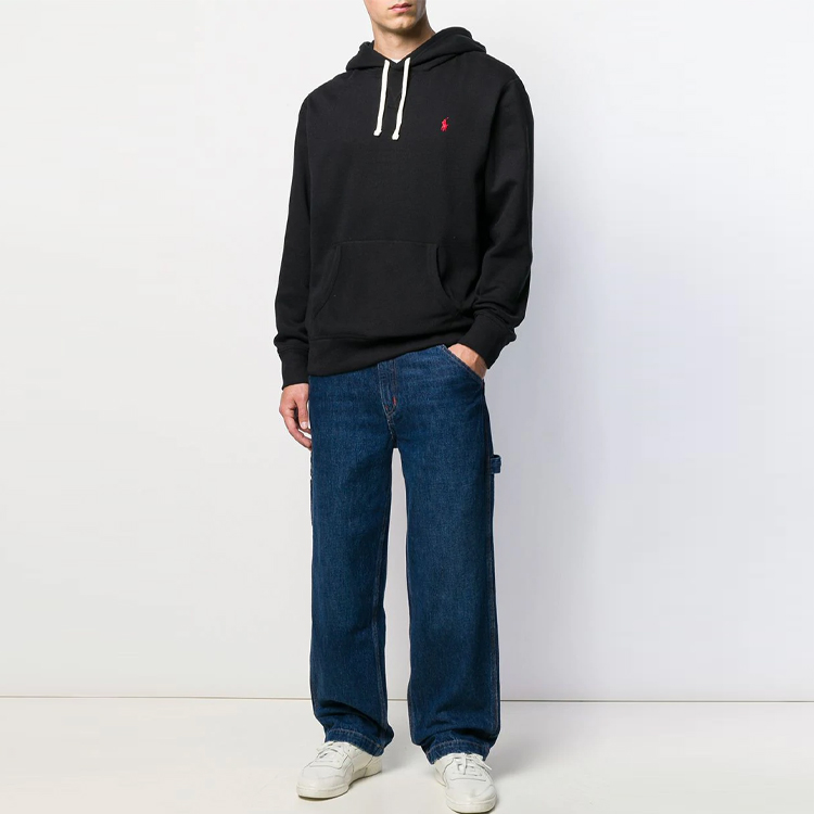 Shop Polo Ralph Lauren 黑色連帽衫刺繡標誌款式 710766778-008