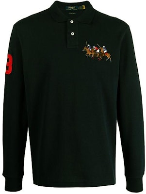 Polo Ralph Lauren 黑色长袖字母骑士设计 Polo 衫 710814769-001 Buy Polo Ralph Lauren 黑色长袖字母骑士设计 Polo 衫 710814769-001