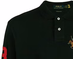 Shop Polo Ralph Lauren 黑色長袖馬球衫 字母與騎士設計 710814769-001