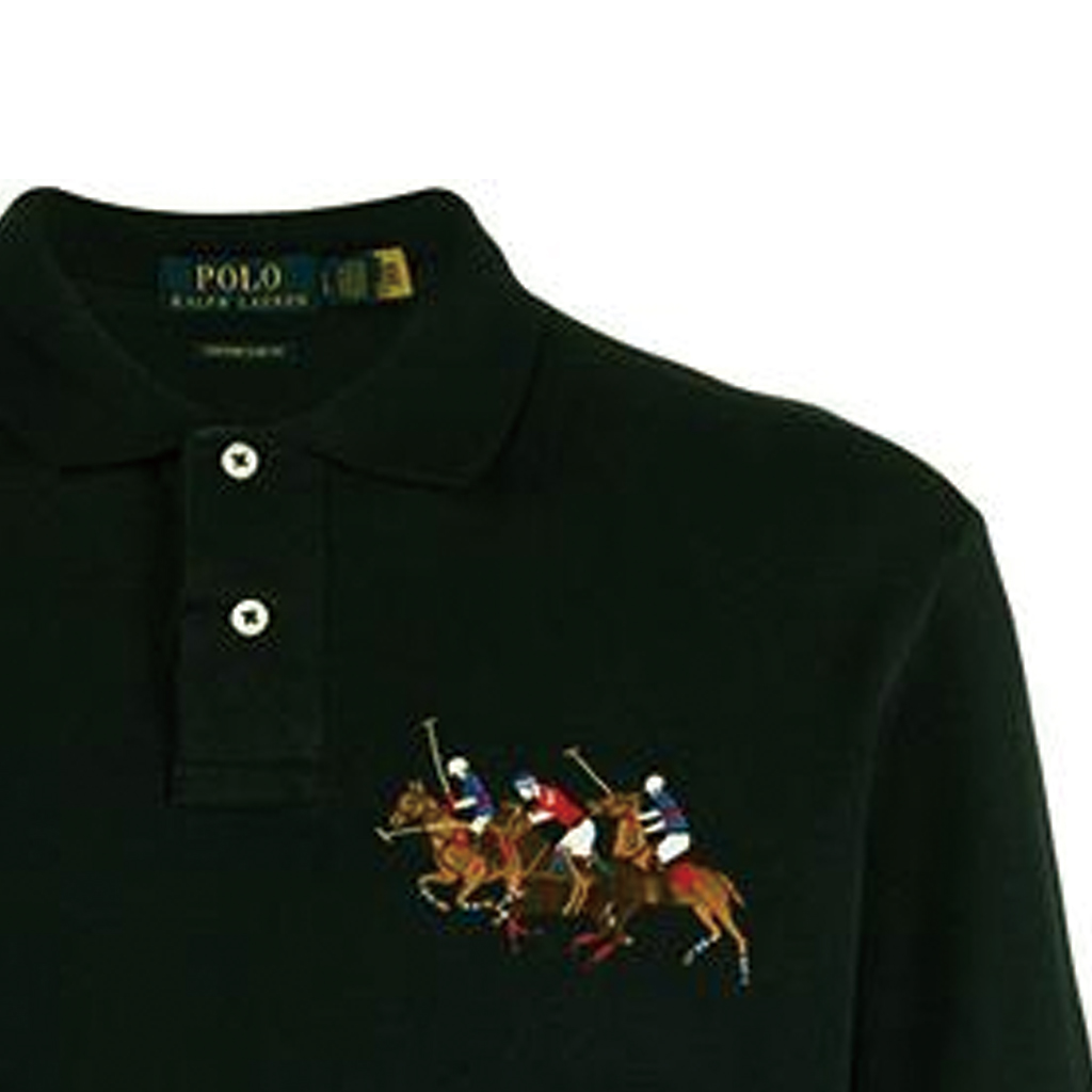 Sizing Polo Ralph Lauren 黑色长袖字母骑士设计 Polo 衫 710814769-001