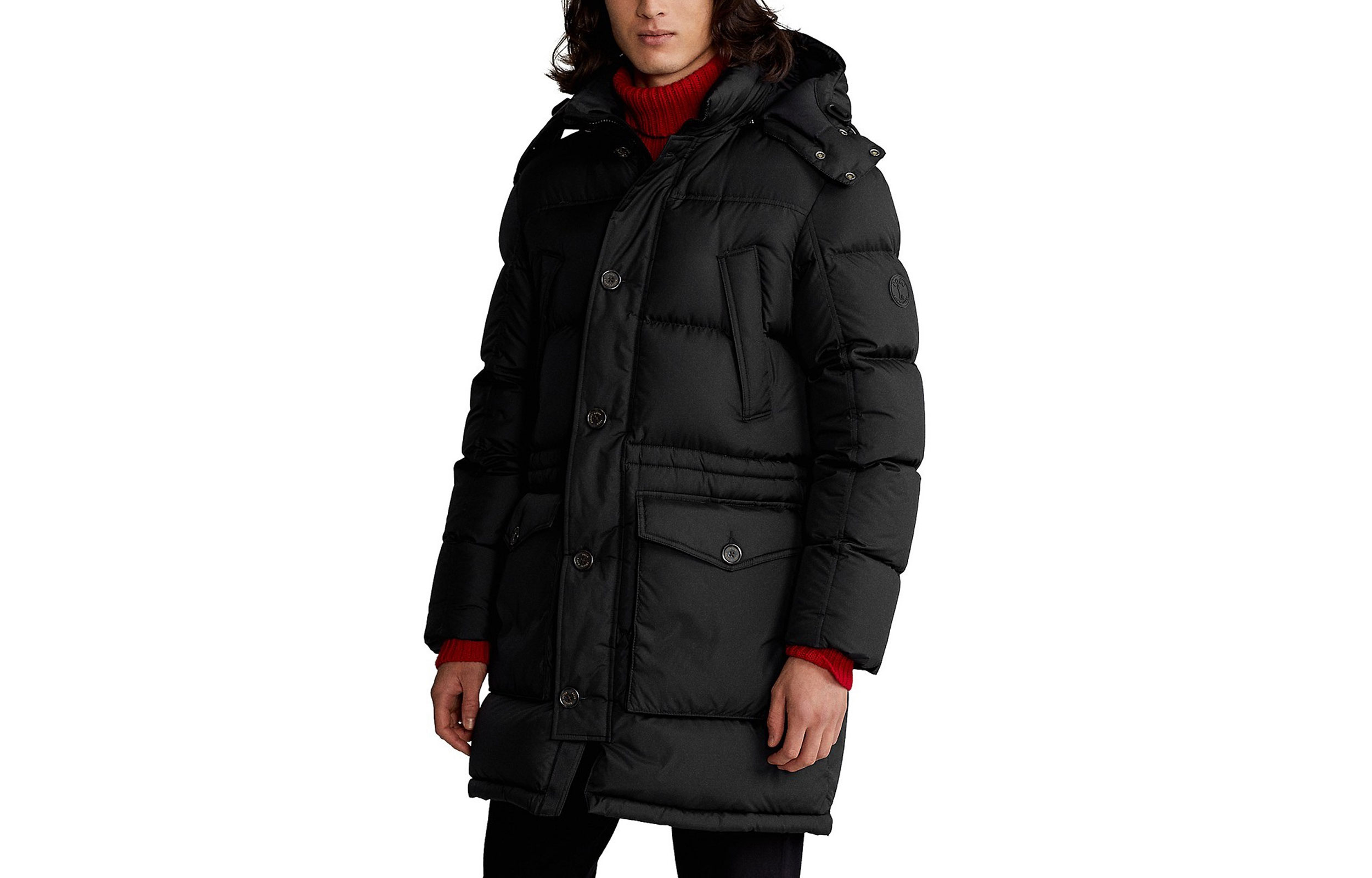 Order Polo Ralph Lauren  Black Mid-Length Down Jacket with Detachable Hood. 710920515-002