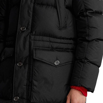 Polo Ralph Lauren Black Mid-Length Down Jacket with Detachable Hood. 710920515-002 Sizing Polo Ralph Lauren Black Mid-Length Down Jacket with Detachable Hood. 710920515-002