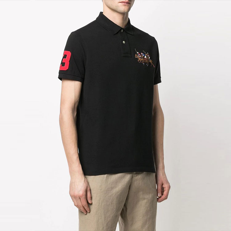 Shop Polo Ralph Lauren黑色繡標商標短袖POLO衫 710814437-001