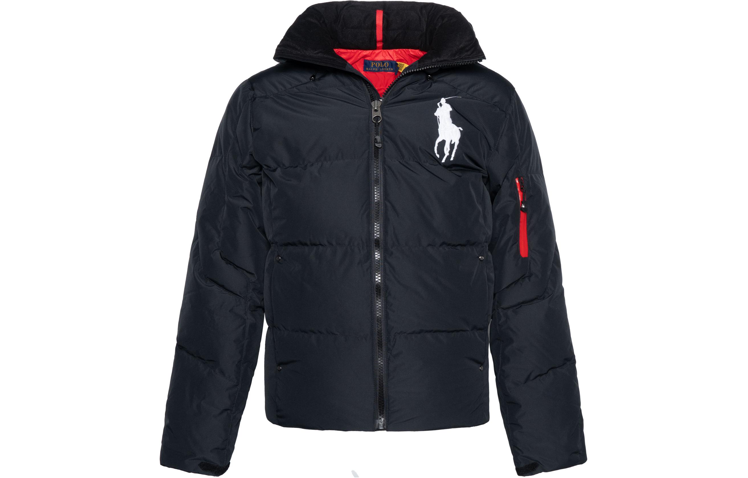 Polo Ralph Lauren  Black Puffer Jacket with Hood and Rider Graphic. 710716127-001