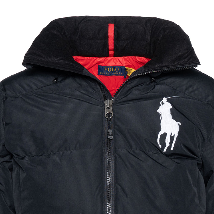 Sizing Polo Ralph Lauren 黑色連帽羽絨外套 帶Rider圖案 710716127-001