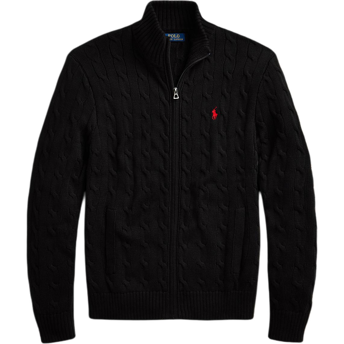 Order Polo Ralph Lauren 黑色羅紋高領全拉鏈針織毛衣. MNPOSWE16821085-001