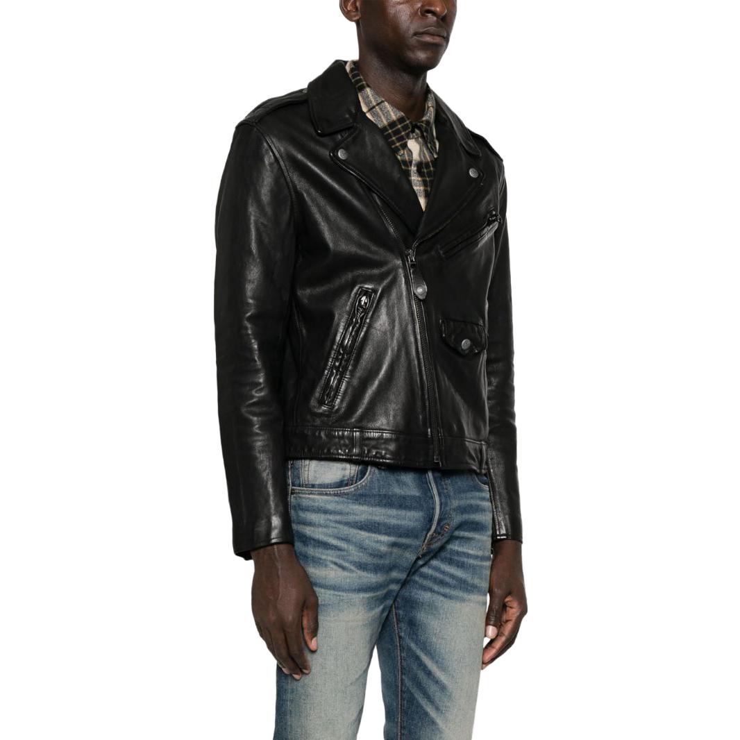 Polo Ralph Lauren  Black Solid Zipper Long Sleeve Leather Jacket. 710847087-001 圖 5