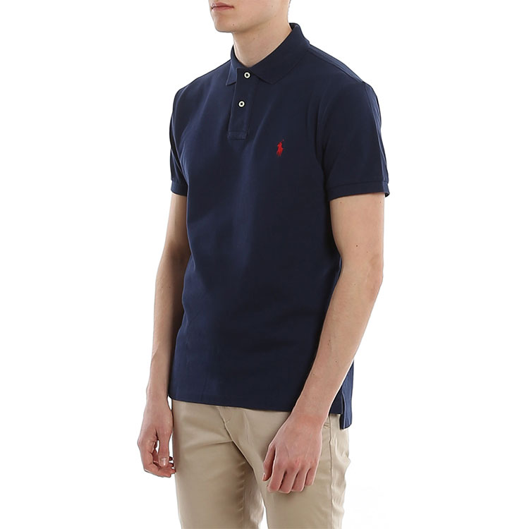 Details for 폴로 랄프 로렌 블루 면 캐주얼 반팔 폴로 셔츠. 710795080007-NEWPORT