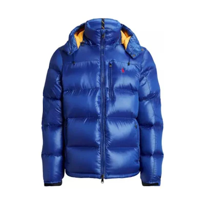 Polo Ralph Lauren Blue Hooded Puffer Jacket with Logo Embroidery. 710889904-003