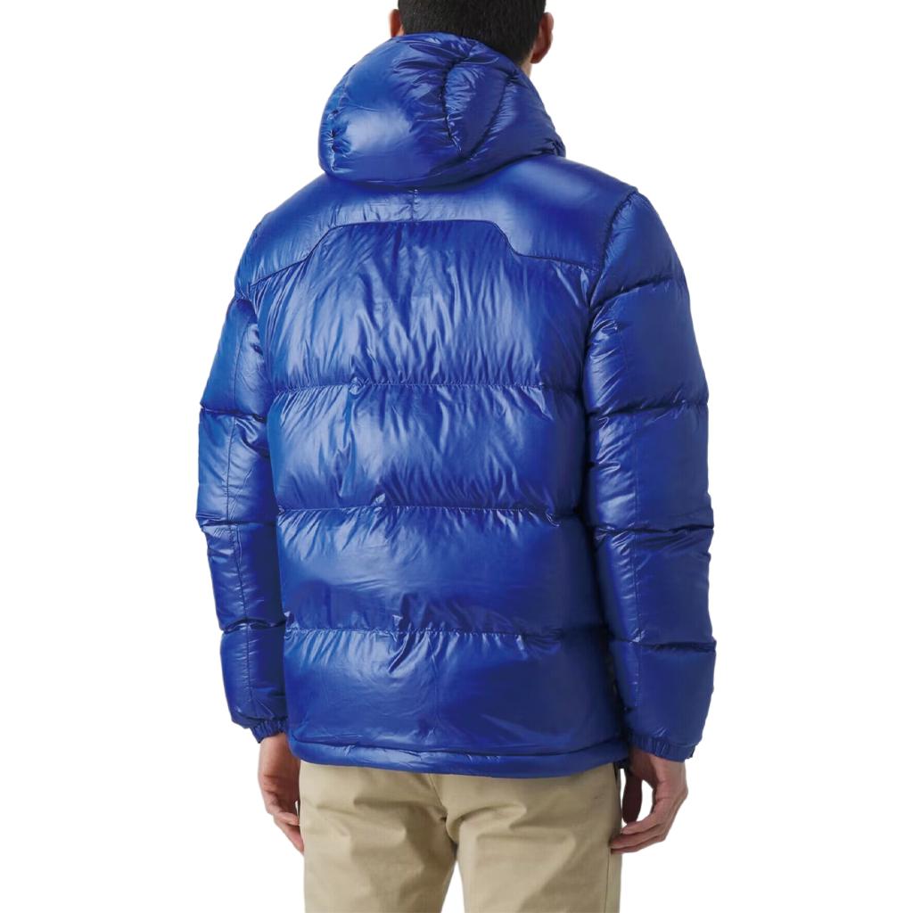 Shop Polo Ralph Lauren 蓝色连帽羽绒夹克带标志刺绣. 710889904-003