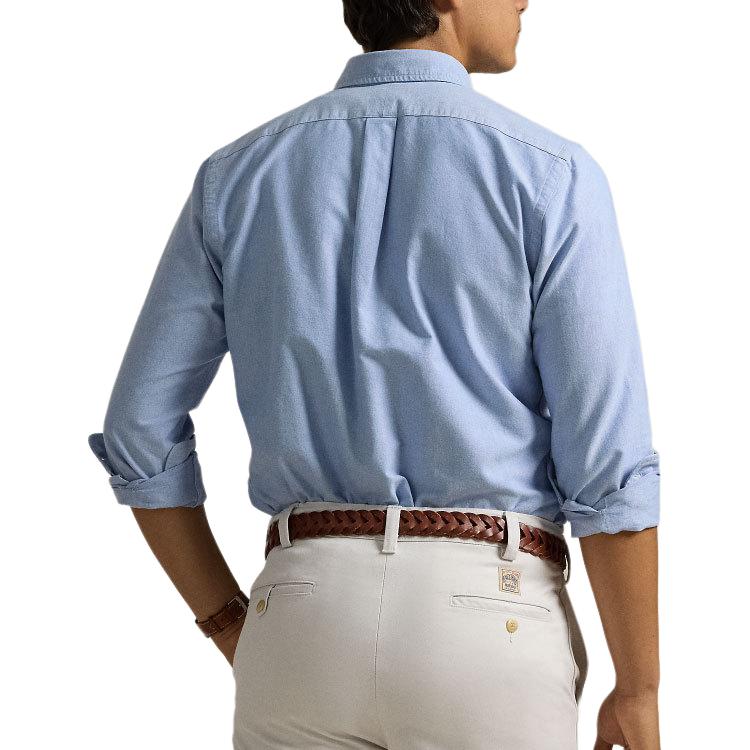 Lookbook Polo Ralph Lauren 藍色長袖襯衫，帶卡通刺繡口袋與標誌設計 MNPOWOV16823631-400