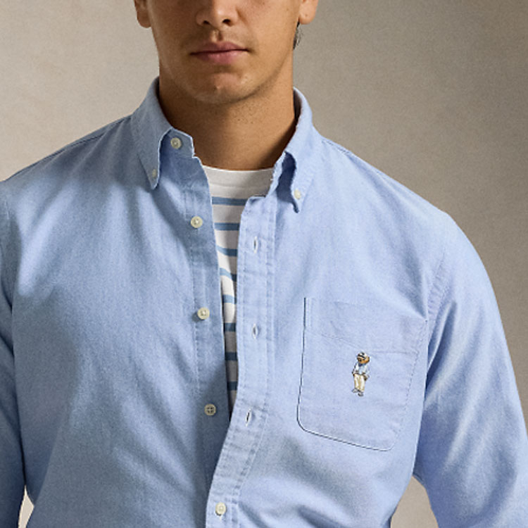 Details for Polo Ralph Lauren 藍色長袖襯衫，帶卡通刺繡口袋與標誌設計 MNPOWOV16823631-400