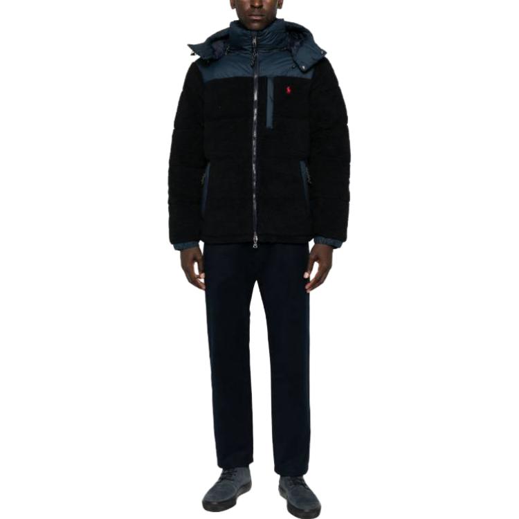 Shop Polo Ralph Lauren 藍色寬鬆拉鍊連帽外套夹克 710907559-001