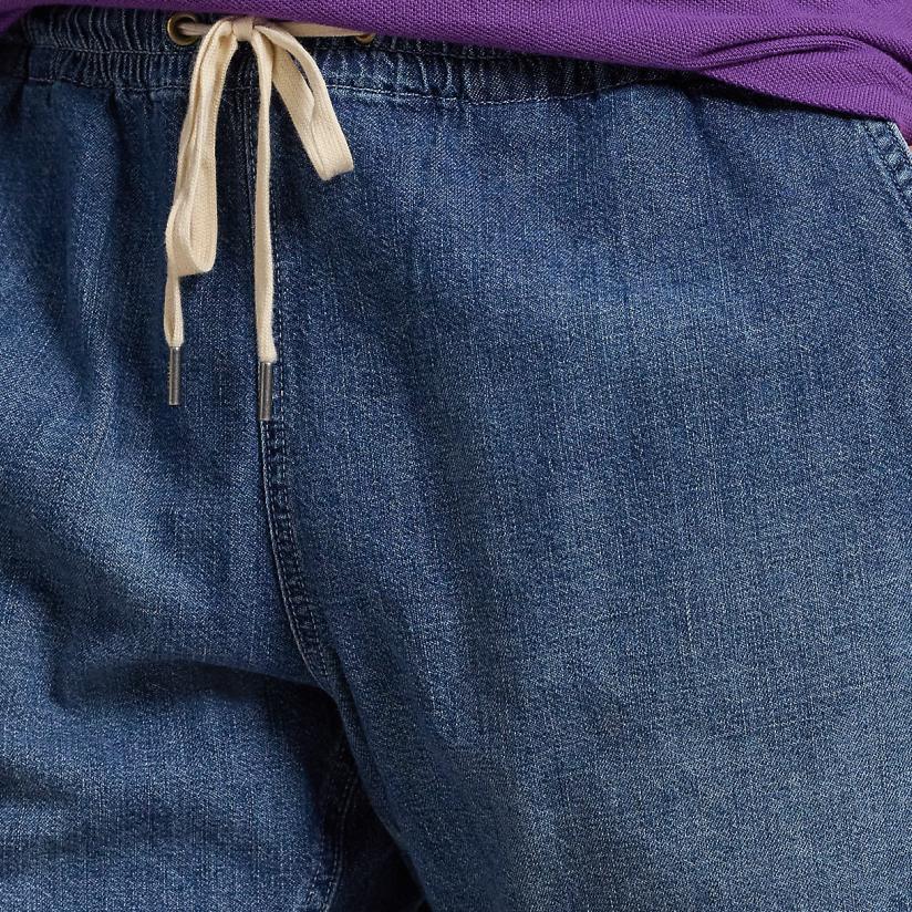 Details for Polo Ralph Lauren 藍色中腰抽繩丹寧短褲馬球標誌設計。 MNPODNM10920079-400