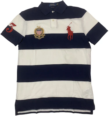 Polo Ralph Lauren Kaos Biru Garis-Garis Lengan Pendek Bahan Katun. 710804822-001 Order Polo Ralph Lauren Kaos Biru Garis-Garis Lengan Pendek Bahan Katun. 710804822-001
