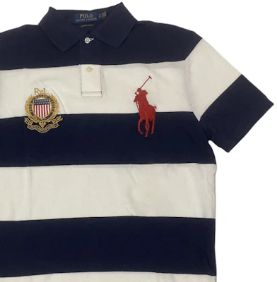 Polo Ralph Lauren Kaos Biru Garis-Garis Lengan Pendek Bahan Katun. 710804822-001 Lookbook Polo Ralph Lauren Kaos Biru Garis-Garis Lengan Pendek Bahan Katun. 710804822-001