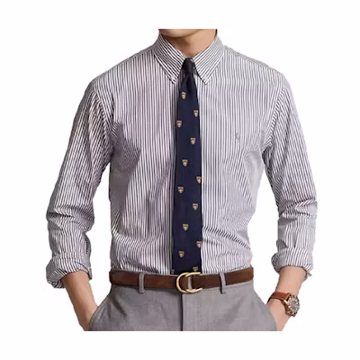Polo Ralph Lauren Blue Striped Logo Embroidered Long Sleeve Shirt. 710811434-011