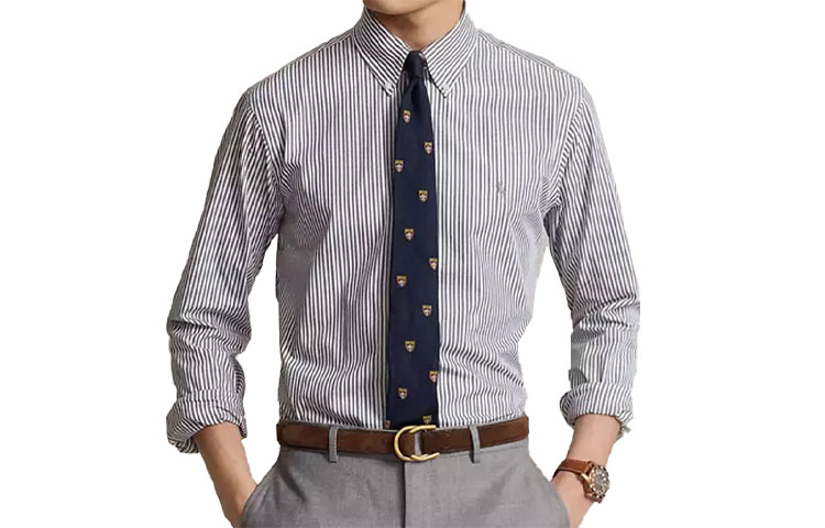 Order Polo Ralph Lauren  Blue Striped Logo Embroidered Long Sleeve Shirt. 710811434-011