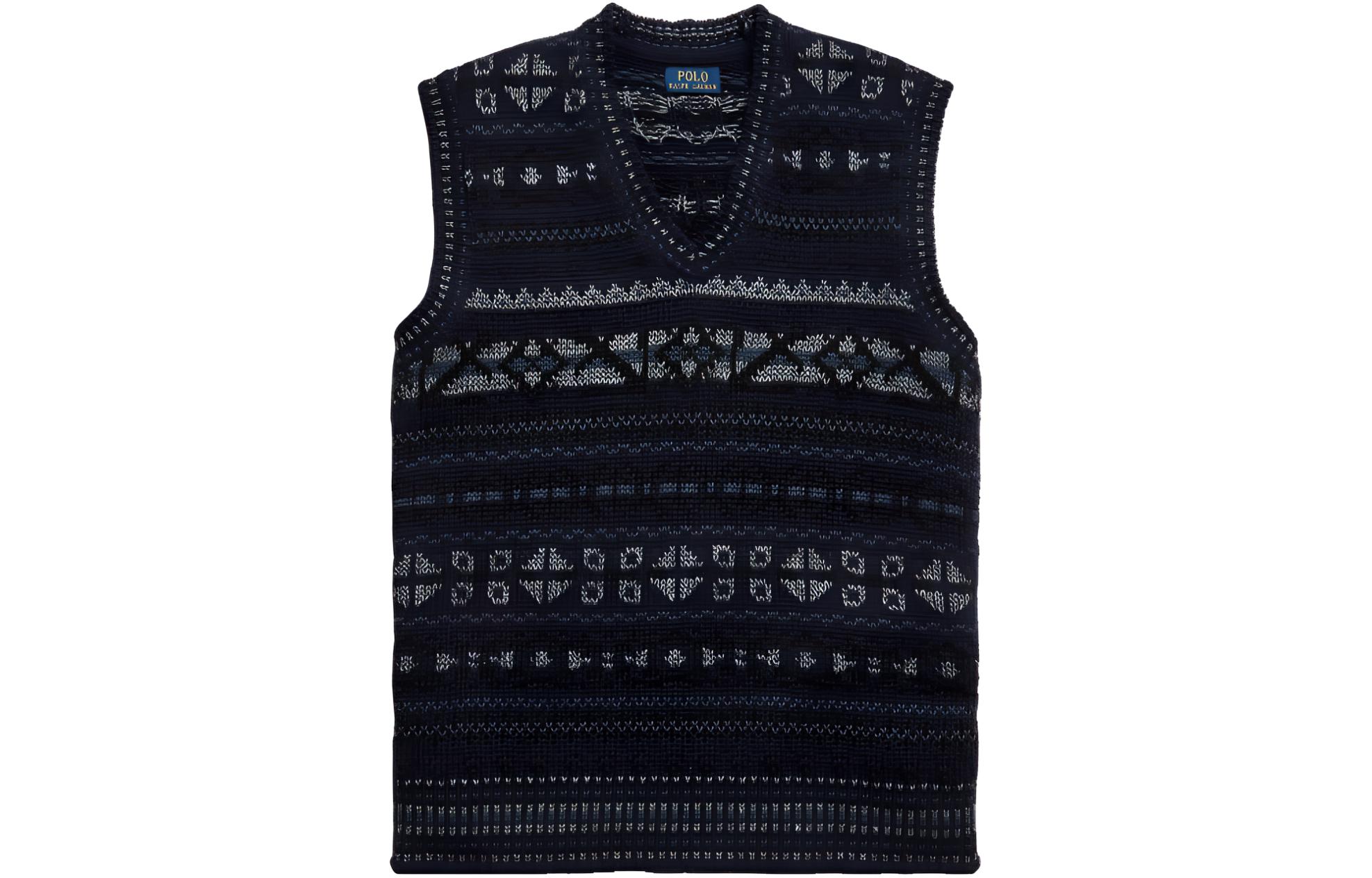 Polo Ralph Lauren  Blue V-Neck Sleeveless Sweater with Print. MNPOSWE1CM20077-400
