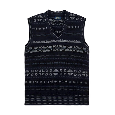 Polo Ralph Lauren Blue V-Neck Sleeveless Sweater with Print. MNPOSWE1CM20077-400