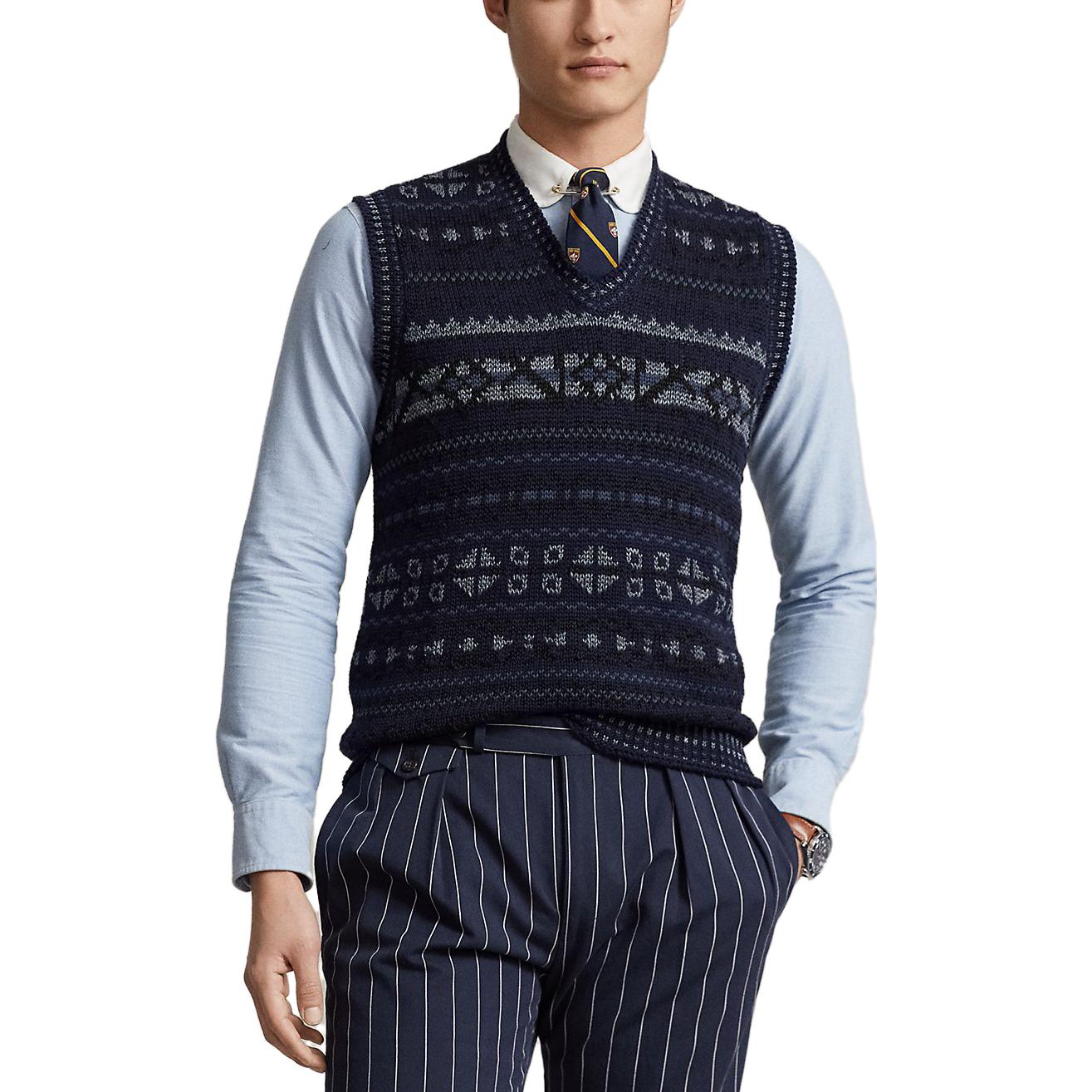 Polo Ralph Lauren  Blue V-Neck Sleeveless Sweater with Print. MNPOSWE1CM20077-400 圖 4