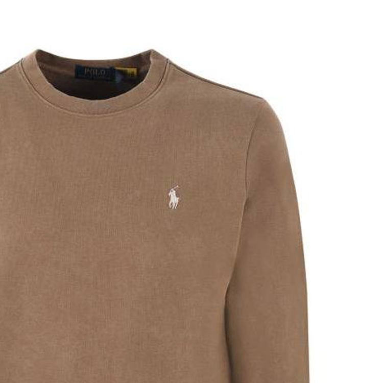 Details for Polo Ralph Lauren Baju Sweater Coklat Crewneck Kapas dengan Logo. 916689004
