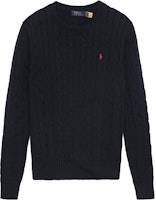 Polo Ralph Lauren Cable Knit Crewneck Sweater - Navy Blue. 710775885-001 Polo Ralph Lauren Cable Knit Crewneck Sweater - Navy Blue. 710775885-001