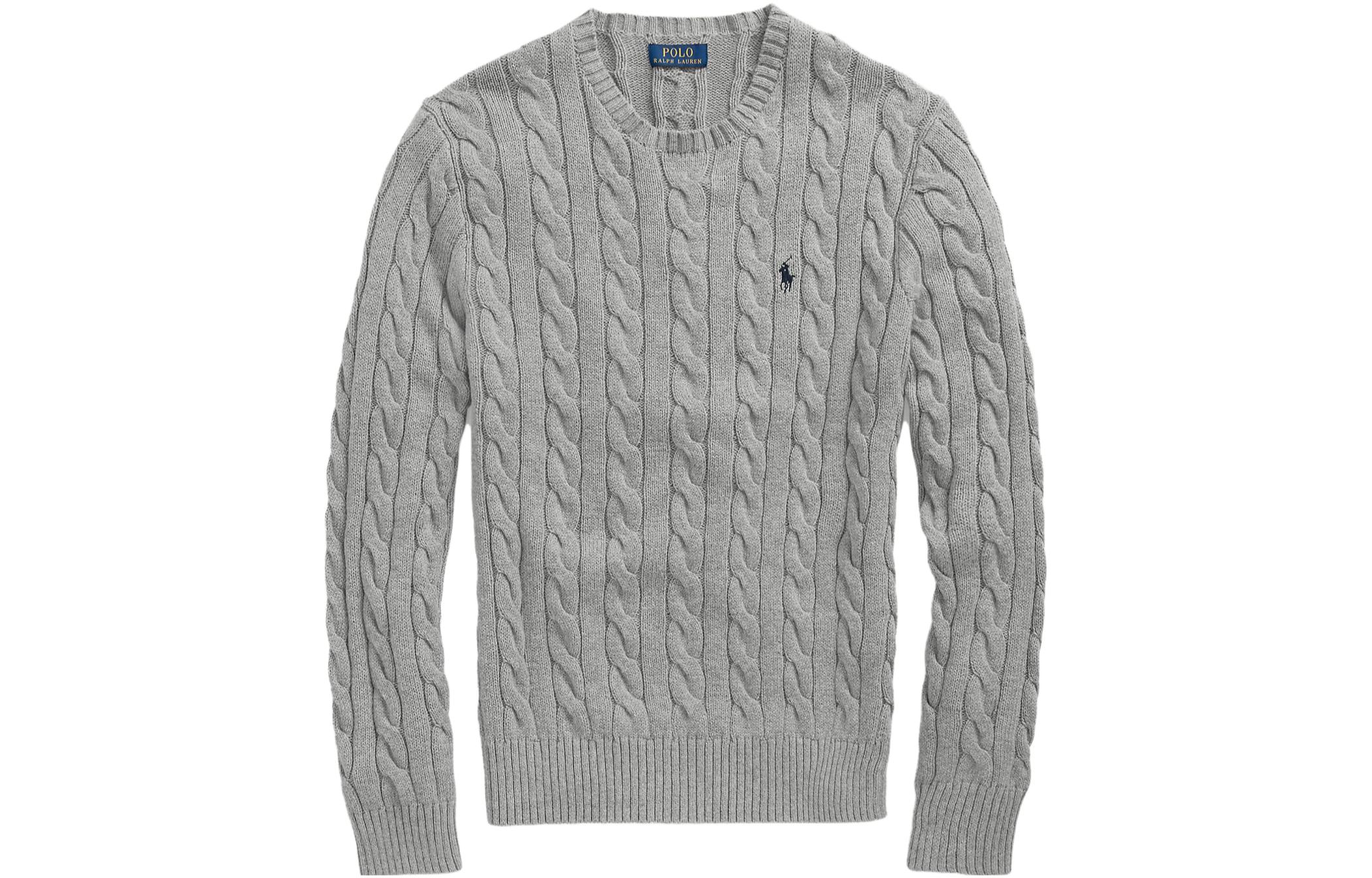 Polo Ralph Lauren  Cable Knit Sweater Solid Gray Comfortable Stylish 710775885-013