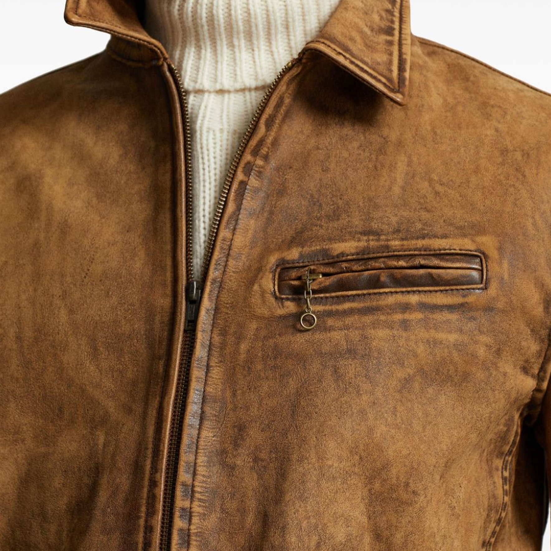 Purchase Polo Ralph Lauren 焦糖棕色皮革外套 拉鍊設計 尖領款式 710928561-001