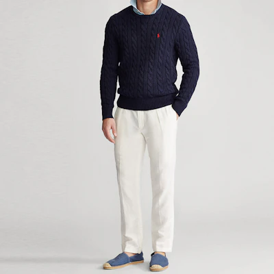 Polo Ralph Lauren 休閒純棉麻花針織毛衣 藍色 MNPOSWE16820218-400 Lookbook Polo Ralph Lauren 休閒純棉麻花針織毛衣 藍色 MNPOSWE16820218-400