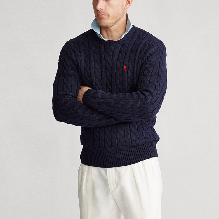 Polo Ralph Lauren  Casual Cable-Knit Cotton Sweater Blue. MNPOSWE16820218-400 圖 4