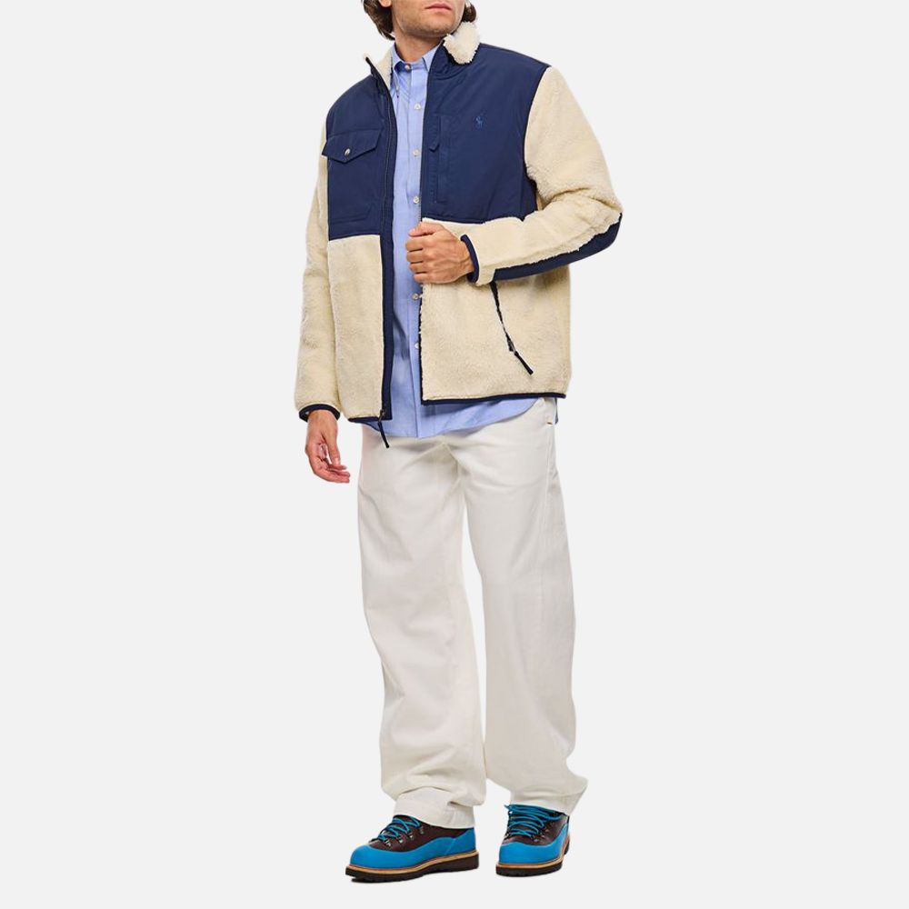 Sizing Polo Ralph Lauren 拼接白色拉鍊夾克 710850412-019