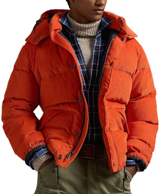 Polo Ralph Lauren Corduroy Puffer Jacket with Detachable Hood Academy Orange MNPOOTW16021499 Purchase Polo Ralph Lauren Corduroy Puffer Jacket with Detachable Hood Academy Orange MNPOOTW16021499
