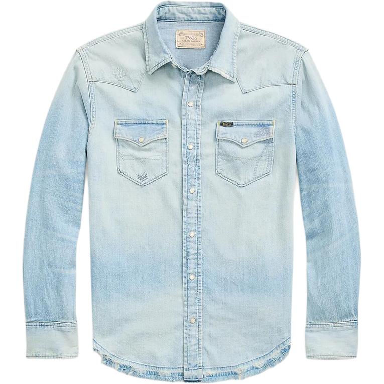 Polo Ralph Lauren  Distressed Button-Up Long Sleeve Shirt Blue MNPOWOV16823454-400 圖 2