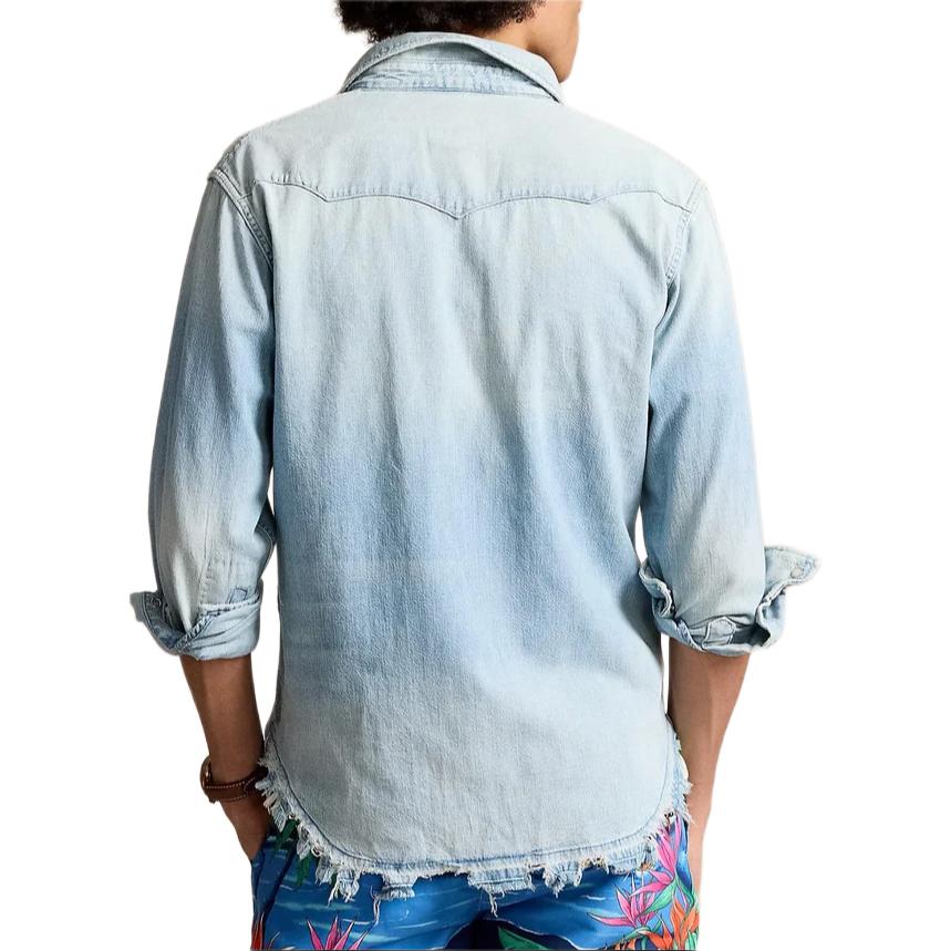 Polo Ralph Lauren  Distressed Button-Up Long Sleeve Shirt Blue MNPOWOV16823454-400 圖 5